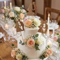 Artikel Blomsterstik bryllup dekoration kage topper bryllup par natur 28,5cm 14stk