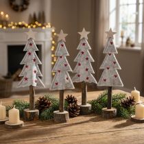 Artikel Juletræspynt filt stjernehjerte beige rød H21cm 4 stk