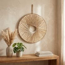 Artikel Boho vægdekoration træring naturlig hamp Ø40cm