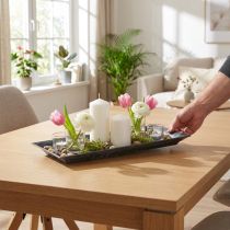 Artikel Dekorativ bakke marmoreret antracit 36x17cm 6 stk