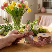 Artikel Fløjlsbånd påskeæg pyntebånd påske gammelrosa 40mm 5m