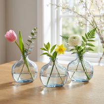 Artikel Lille glasvase klar moderne minivase glas blå 11×6×10 cm 3 stk.