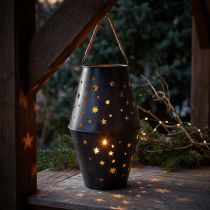 Artikel Hængende metallanterne i antracit med stjerner - Ø18,5 cm, højde 50 cm - Elegant udendørs og indendørs belysning