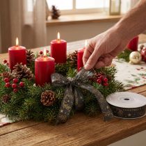 Artikel Julebånd stjerne gevir dekoration brun guld B25mm L15m
