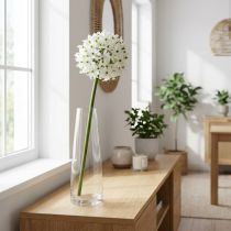 Artikel Dekorativ blomst Allium, kunstig kugleløg, prydløg hvid Ø20cm L72cm