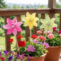 Artikel Pinwheel Pink Gul Grøn Vindmølle Altan Dekoration Ø15cm 3stk