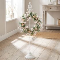 Artikel Kransholder Shabby Chic Hvid Kransstativ Metal 4 Kroge H76cm