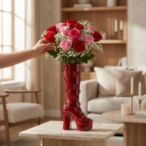 Artikel Dekorativ vase-støvle med sløjfedesign 37 cm