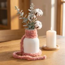 Artikel Imiteret pelssnor pink ledning dekorativ ledning lavet af kunstpels 50g 30m