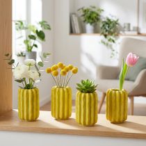 Artikel Kaktus Keramikvase, Rillet Struktur Design til Moderne Livsstil, 13 cm, 4 stk.