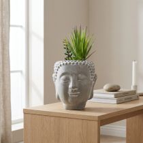 Artikel Kunstig sukkulent urtepotte Buddha Ø12cm H25cm