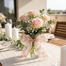 Artikel Organzabånd, bomuldsblomster, dekorativt bånd, lyserødt, 40 mm, 15 m