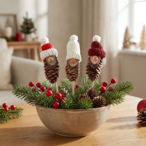 Artikel Keglenisse med hat blomsterprop nisse 8cm 12 stk