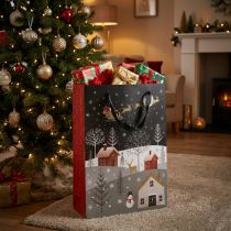 Artikel Gavepose papirpose Julelandsby H30cm 2stk