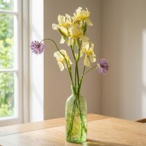 Artikel Dekorativ vase glas blomstervase gulgrøn mønster Ø10cm H25cm