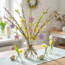 Artikel Træblomster hængende dekoration træ lilla, pink, hvid 4,5 cm 24 stk.
