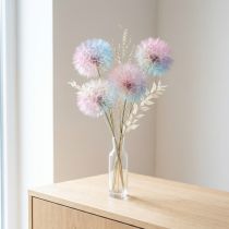Artikel Mælkebøttedekoration, tørrede blomster, stabiliserede og farvede, delikate, holdbare, 12 cm, 4 stk.