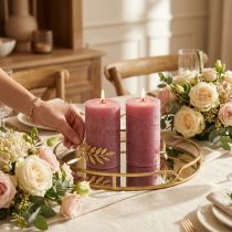 Artikel Ensfarvede stearinlys antik pink 85x120mm 2stk