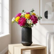 Artikel Keramikvase med riller Sort keramikvase Ø13cm H20cm