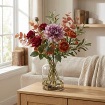 Artikel Kunstig blomst Dahlia Lilla silkeblomst og knop H57cm