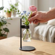 Artikel Dekorativ vase dekorativ flaskeglas med metalstativ sort Ø13cm