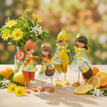 Artikel Små frugter, sommerdekoration, figurer citroner appelsiner H17/18cm 4stk