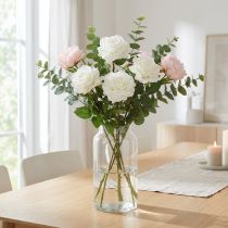 Artikel Hvid Rose Falsk Rose på Stængel Silke Blomst Falsk Rose L72cm Ø13cm