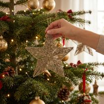 Artikel Juletræspynt, adventspynt, stjernevedhæng gylden B25,5 cm 4 stk.