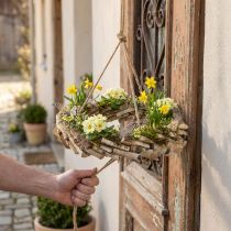 Artikel Trækrans til ophæng med krog lavet af birketræ Ø35cm - Naturlig dekoration til foråret, makrame, blomster og krydderurter