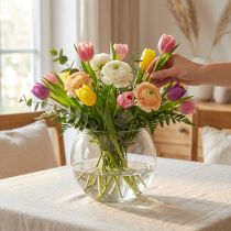 Artikel Kuglevase Glasvase Klar rundbordsvase Blomstervase Ø15,5cm H12,5cm