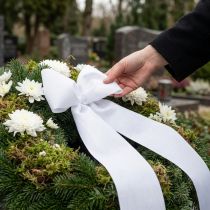 Artikel Hvidt kransbånd, 200 mm bredt, 25 m rulle, sørgebånd, sløjfebånd, dekorativt bånd til begravelsesblomster og lejligheder