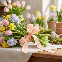Artikel Blomsterbånd forårsgavebånd abrikos pastel 15mm 20m