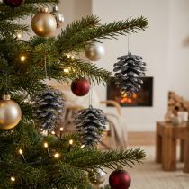 Artikel Juletræspynt deko kogler glitter antracit H7cm 6 stk