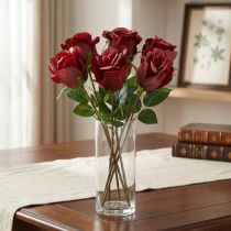 Artikel Fløjlsrose Rød Ø8cm L45cm 6 stk