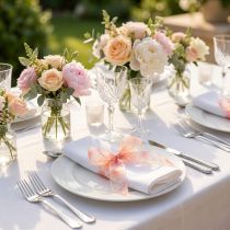 Artikel Organza bånd med blomster gavebånd abrikos 40mm 15m