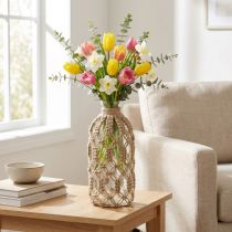 Artikel Makrame flaske glas dekorativ vase naturjute Ø10,5cm H26cm