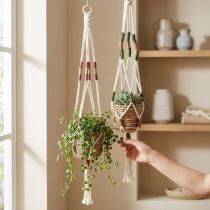 Artikel Hængende lys urtepotte macrame creme Ø12cm H85cm 2stk