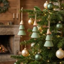 Artikel Juletræspynt, grantræ til ophængning, julegrøn/natur H10cm L24cm 4 stk.