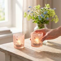 Artikel Elegant lysestage med et delikat blomsterdesign til harmonisk rumindretning, 8 cm, 4 stk.