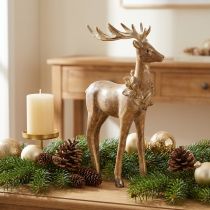 Artikel Dekorativ figur af en hjort med gevir, til stående, juledekoration, 28 cm