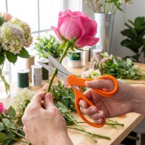 Artikel Blomstersaks med tænder lavet af rustfrit stål i orange 20cm