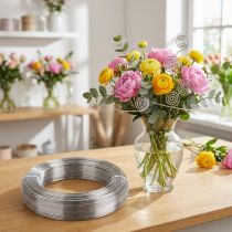 Artikel Aluminiumtråd 1,5 mm 1 kg sølv - Fleksibel hobbytråd, blomstertråd, smykketråd, bonsaitråd, gør-det-selv dekoration