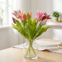 Artikel Kunstige Blomster Krone Tulipaner Lilla Lyserød 7 stk i bundt 34cm