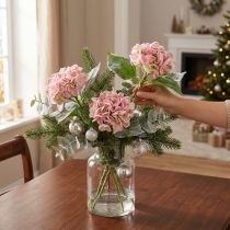 Artikel Hortensia pink med sne 33cm 4 stk