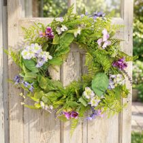 Artikel Kunstig blomsterkrans med rankekrans farvet H13cm Ø55cm