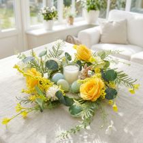 Artikel Kunstig blomsterkrans Kunstig blomsterkrans gul hvid 42cm