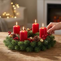 Artikel Kunstig grankrans, grøn, Ø30 cm - Juledekoration, dørkrans, adventskrans, borddekoration, nem at pleje