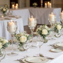Artikel Glasblomstlysholder til elegant borddekoration, begivenheder og bryllupper, 22 cm