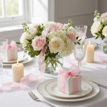 Artikel Organza bånd gavebånd pink bånd selvkant 40mm 50m