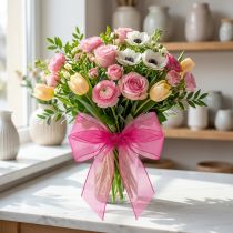 Artikel Organza bånd gavebånd pink bånd selvkant 25mm 50m